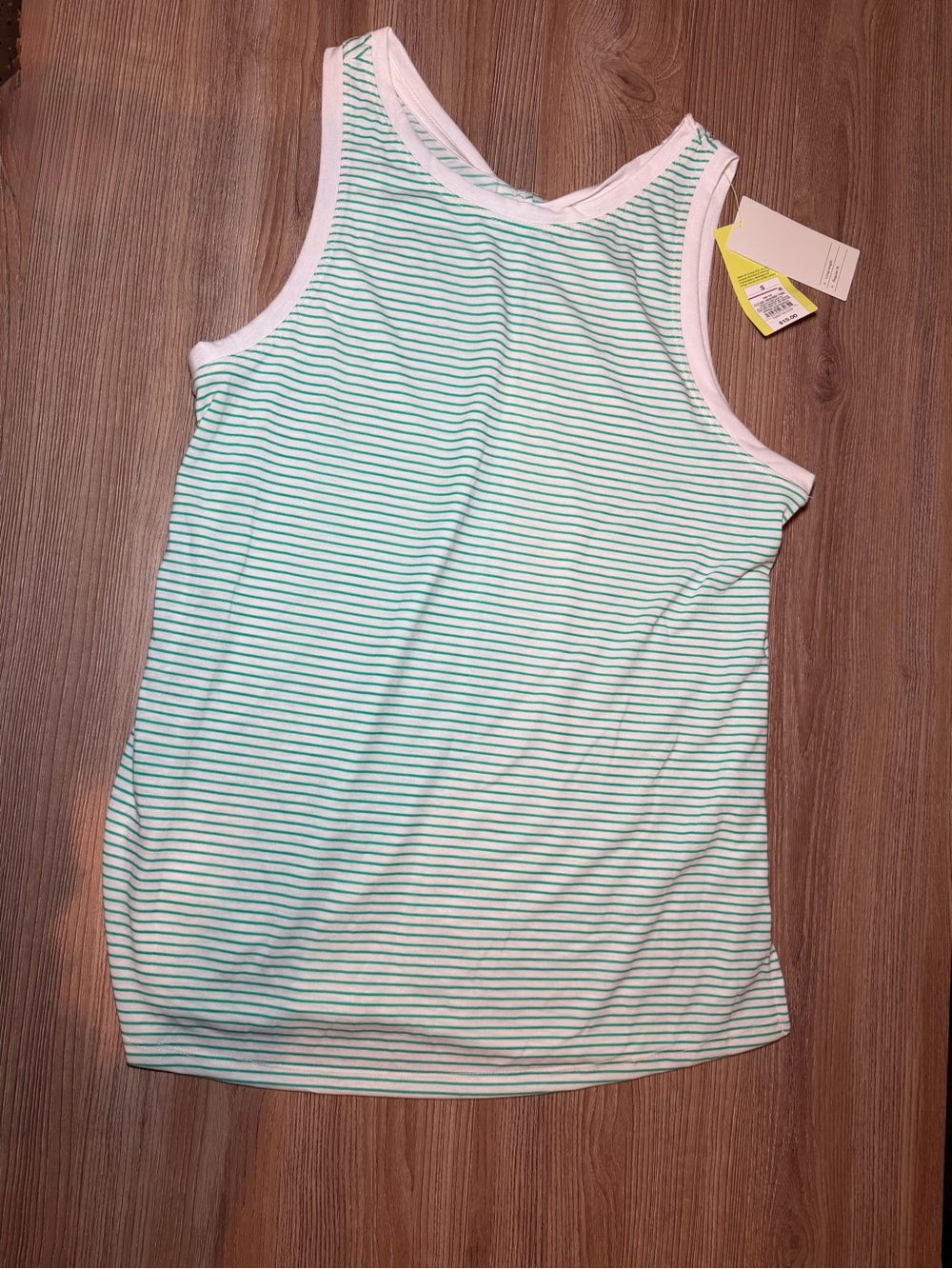Striped Mint & White Tank Top - Casual Women's Sleeveless athletic